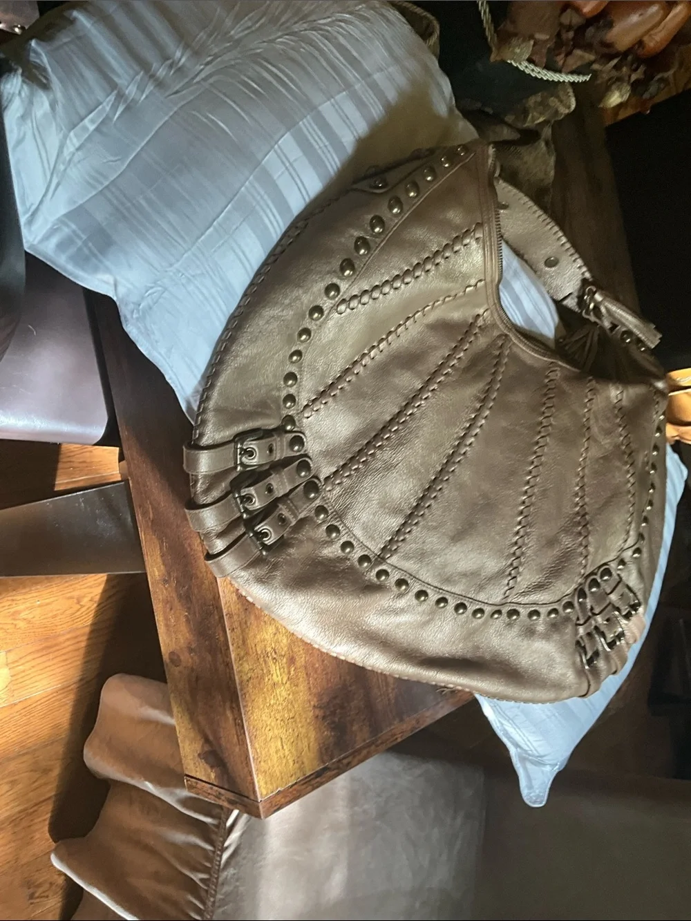 Bronze leather Isabella Fiori Leather Hobo Shoulder Bag - Everyday Chic